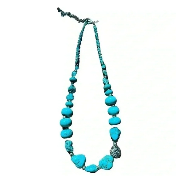 Chico’s Turquoise Statement Necklace 11” long but does include an extender - Picture 2 of 3
